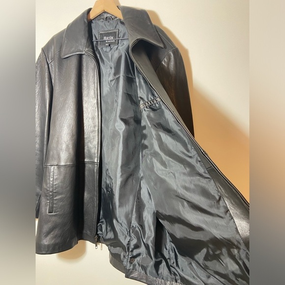 BASIX Jacob Stevens Men’s  Black Leather Jacket Size Large Zip Up - Picture 5 of 12